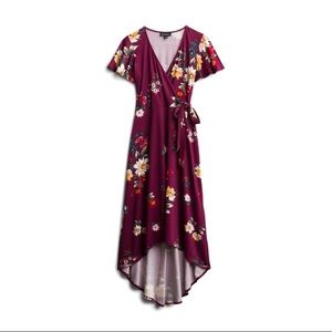 NWT Fortune + Ivy Irene Faux Wrap High-Low Maxi Dress